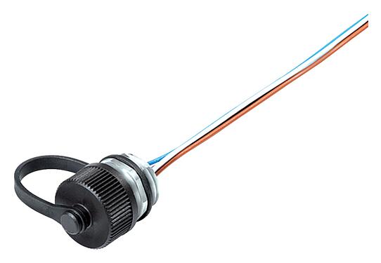 Illustration M12 Male panel mount connector, Contacts: 5, unshielded, single wires, IP68/IP69K, M16x1.5, Front mounting, for outdoor, UV resistant, potted