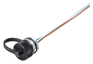 M12 Male panel mount connector, Contacts: 4, unshielded, single wires, IP68/IP69K, M16x1.5, Front mounting, for outdoor, UV resistant, potted