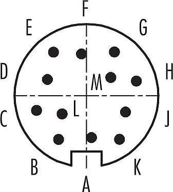 联系安排 (外掛程式側) M16 直头针头电缆连接器, 极数: 12 (12-a), 6.0-8.0mm, 非屏蔽, 焊接, IP40