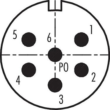 联系安排 (外掛程式側) M23 针头方型法兰座, 极数: 6, 非屏蔽, 焊接, IP67, M2 (4x), 後壁安裝