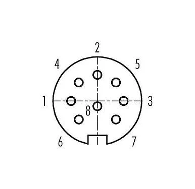 联系安排 (外掛程式側) 卡扣式 弯角孔头电缆连接器, 极数: 8, 4.0-6.0mm, 非屏蔽, 焊接, IP40