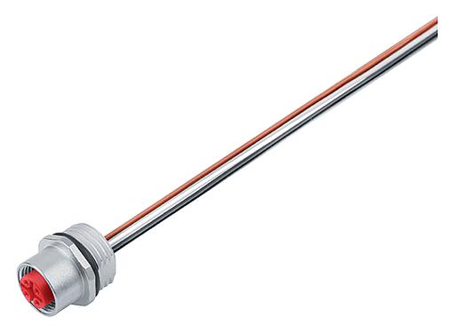 Illustration M12 Female panel mount connector, Contacts: 4, unshielded, single wires, IP68, UL 2238, M16x1.5, Front mounting