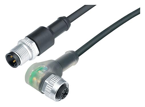 插图 77 3634 3429 50004-0200 - M12/M12 连接线束 直头针头电缆连接器 - 弯角孔头电缆连接器, 极数: 4, 非屏蔽, 预铸电缆, IP69K, PUR, 黑色, 4x0.34 mm², 带LED的PNP, 2m