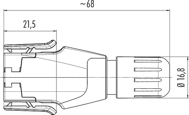 Scale drawing Snap-In Male cable connector, Contacts: 12, 6.0-8.0 mm, unshielded, solder, IP54