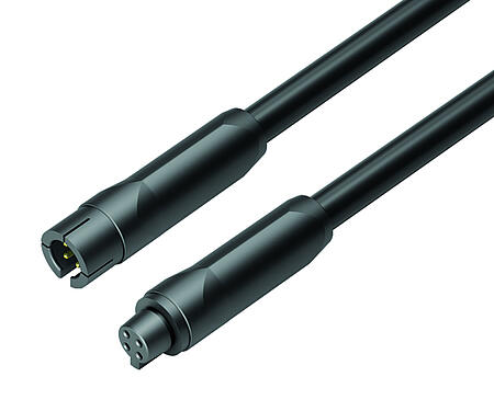 Illustration Snap-In Connecting cable male cable connector - female cable connector, Contacts: 4, unshielded, moulded on the cable, IP40, PVC, black, 4 x 0.25 mm², 2 m