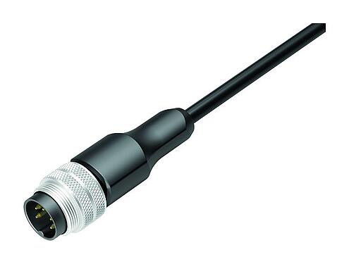 插图 M16 直头针头电缆连接器, 极数: 5, 屏蔽, 预铸电缆, IP67, PUR, 黑色, 5x0.34mm², 2m