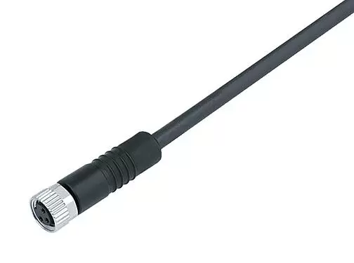 Illustration 77 3406 0000 50012-0200 - M8 Female cable connector, Contacts: 12, unshielded, moulded on the cable, IP67, UL, PUR, black, 12 x 0.09 mm², 2 m