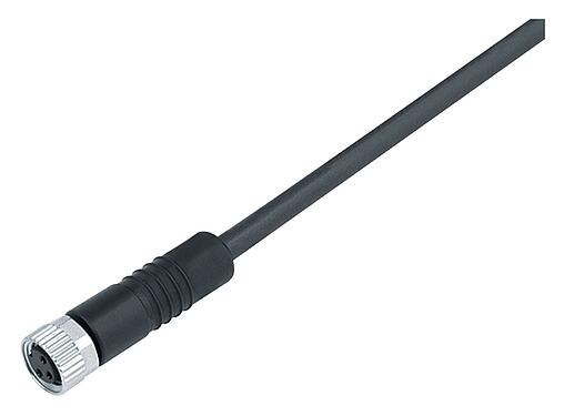 Illustration M8 Female cable connector, Contacts: 8, unshielded, moulded on the cable, IP67/IP69K, UL 2238, PUR, black, 8 x 0.25 mm², 2 m