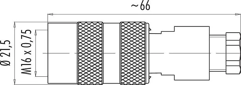 比例图 M16 直头孔头电缆连接器, 极数: 5 (05-b), 6.0-8.0mm, 非屏蔽, 焊接, IP67