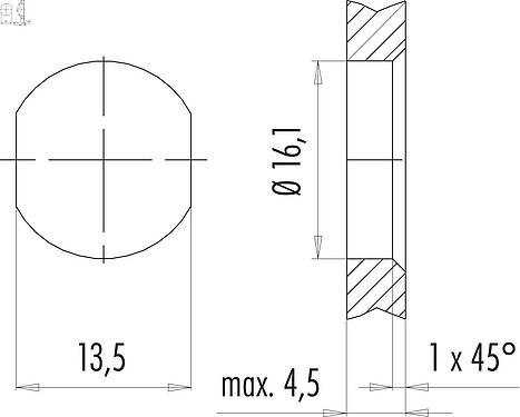 安装说明 09 3782 91 08 - M12 孔头法兰座, 极数: 8, 可接屏蔽, THT, IP67, UL, M16x1.5, 板前安装