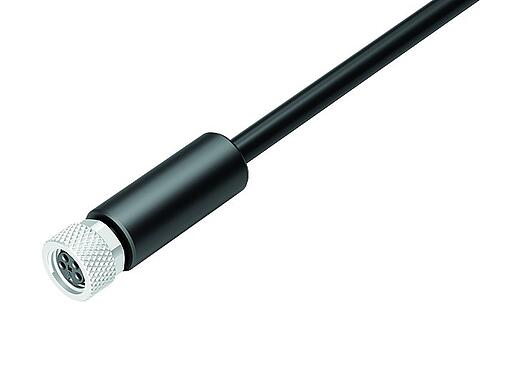 插图 77 3506 0000 50704-0200 - M8 直头孔头电缆连接器, 极数: 4, 屏蔽, 预铸电缆, IP67, M8x1.0, PUR, 黑色, 4x0.34 mm², 2m