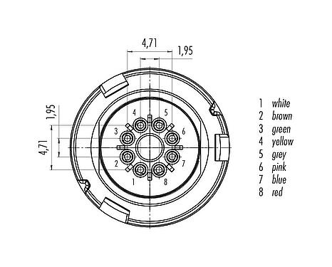 Contact arrangement (Plug-in side) Bayonet Male cable connector, Contacts: 8, unshielded, solder, IP67, PVC, grey, 8 x 0.25 mm², 2 m