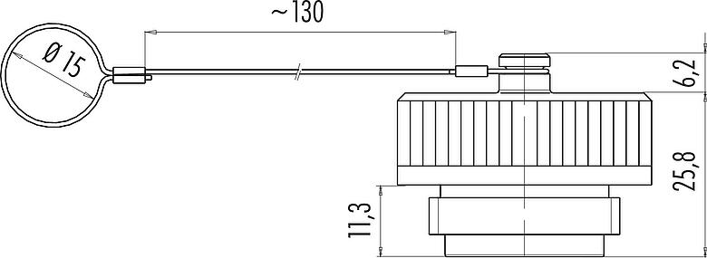 Scale drawing Protecting cap, IP65, for female cable connector