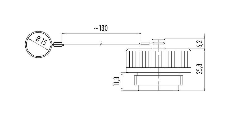 Scale drawing Protecting cap, IP65, for female cable connector