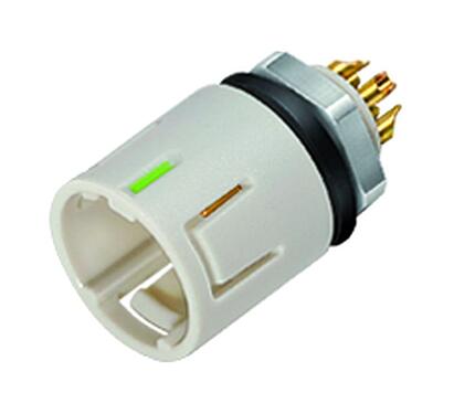 Illustration Snap-In Male panel mount connector, Contacts: 3, unshielded, solder, IP67, M8x0,75, Front mounting