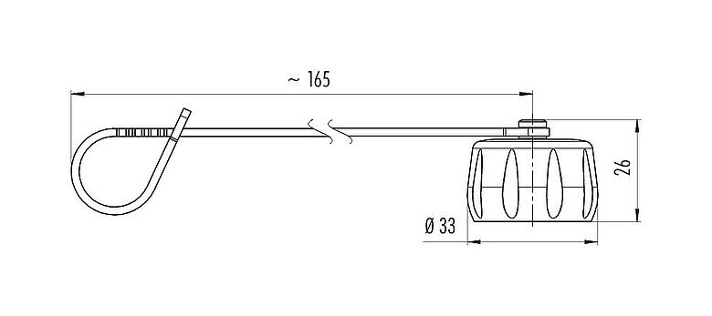 Scale drawing Protecting cap, IP68/IP69K plugged, with retaining strap