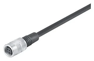 M9 Female cable connector, Contacts: 8, unshielded, moulded on the cable, IP67, PUR, black, 8 x 0.14 mm², 5 m