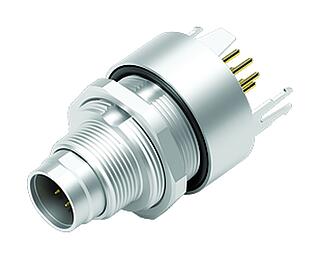 M9 Male panel mount connector, Contacts: 7, shieldable, THT, IP67, M12x0.5, Rear mounting, potted