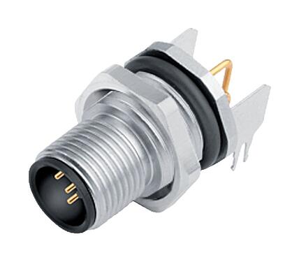 Illustration M12 Male panel mount connector, Contacts: 4, shieldable, THT, IP68, UL 2238, PG 9, Rear mounting, potted