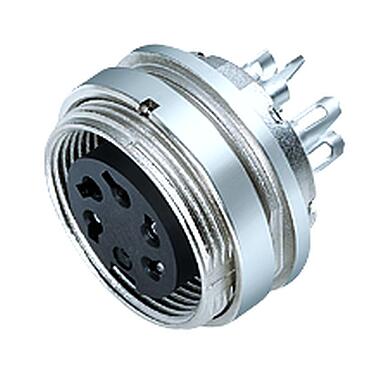 Illustration 09 0312 89 04 - M16 IP40 Female panel mount connector, Contacts: 4 (04-a), unshielded, solder, IP40, front fastened