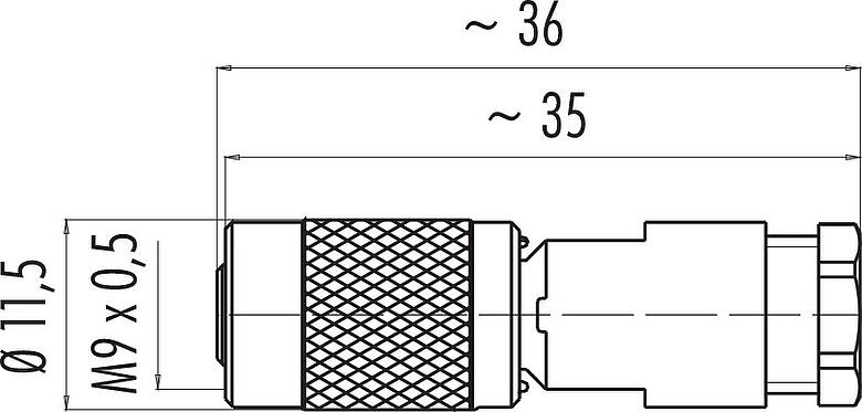 比例图 M9 直头孔头电缆连接器, 极数: 8, 3.5-5.0mm, 非屏蔽, 焊接, IP67