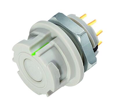 Illustration Bayonet Female panel mount connector, Contacts: 8, unshielded, solder, IP67, M13x1,0, Front mounting
