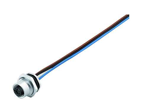 Illustration 76 0632 1015 00004-0200 - M12 Female panel mount connector, Contacts: 4, unshielded, single wires, IP68, M16x1.5, front fastened