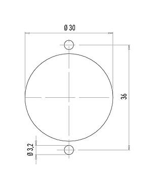 Assembly instructions / Panel cut-out Bayonet Male panel mount connector, Contacts: 12, unshielded, solder, IP40, Front mounting