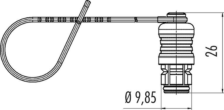 Scale drawing Protecting cap, IP67, for male cable connector