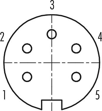 联系安排 (外掛程式側) Push Pull 孔头法兰座, 极数: 5, 可接屏蔽, 焊接, IP67, M21x1,0, 後壁安裝