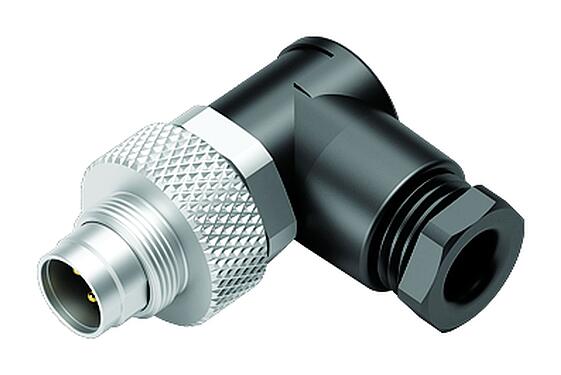 3D View 99 0405 70 03 - M9 Male angled connector, Contacts: 3, 3.5-5.0 mm, unshielded, solder, IP67