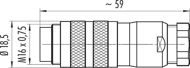 比例图 M16 直头针头电缆连接器, 极数: 4 (04-a), 6.0-8.0mm, 可接屏蔽, 螺钉接线, IP67, UL 2238