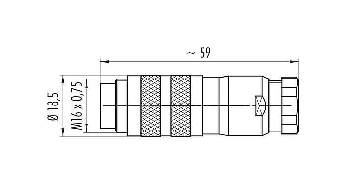 Scale drawing 99 5613 210 05 - M16 Male cable connector, Contacts: 5 (05-a), 6.0-8.0 mm, shieldable, screw clamp, IP67, UL