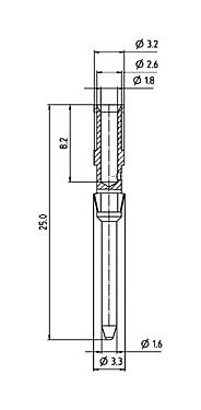 Scale drawing 61 0894 139 - RD24 / bayonet HEC - male contact, 100 pcs.; series 692/693/696