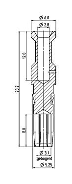 Scale drawing 61 1311 139 - Bayonet HEC - Socket contact for 4+PE version, 100 pcs.; Series 696