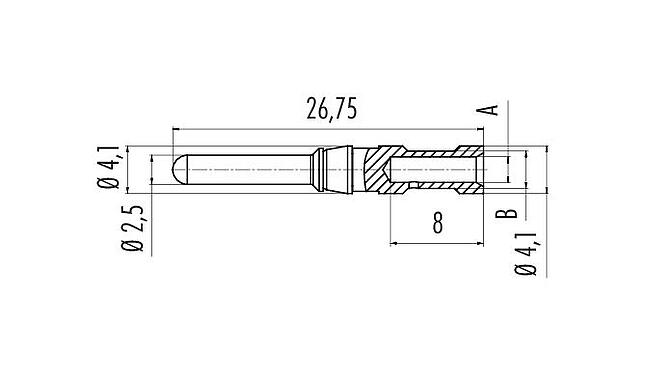 比例图 61 0902 139 - 刺刀HEC - 针式触点，100件；696系列。