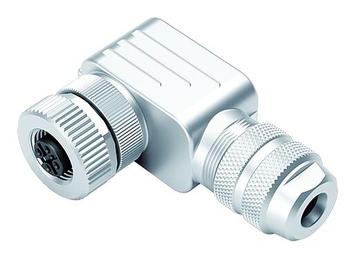 Illustration M12 Female angled connector, Contacts: 5, 4.0-6.0 mm, shieldable, wire clamp, IP67, with shielding ring