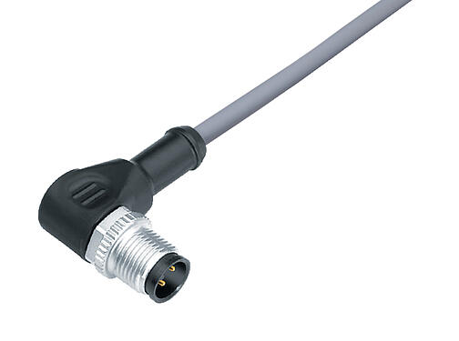Illustration 77 3427 0000 20708-0500 - M12 Male angled connector, Contacts: 8, unshielded, moulded on the cable, IP69K, UL, PVC, grey, 8 x 0.25 mm², 5 m