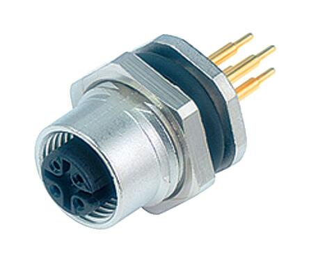 Illustration 09 3432 92 04 - M12 Female panel mount connector, Contacts: 4, unshielded, THT, IP68, PG 9, Front mounting