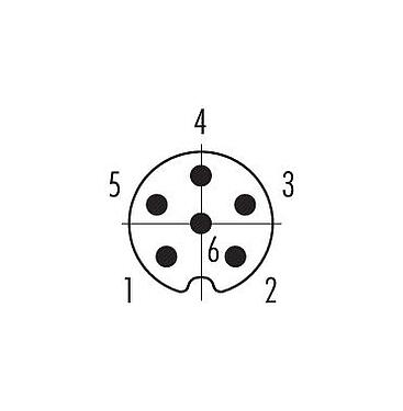 联系安排 (外掛程式側) 86 6319 1120 00006 - M8 针头法兰座, 极数: 6, 可接屏蔽, THT, IP67, UL, 後壁安裝
