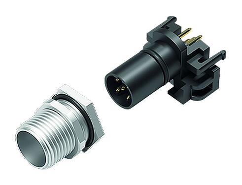 Illustration M12 Male panel mount connector, Contacts: 5, shieldable, THR, IP67, UL 2238, M12x1.0, Rear mounting