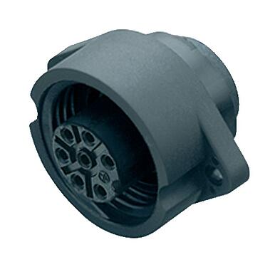 Illustration 09 0204 00 07 - RD24 Female panel mount connector, Contacts: 6+PE, unshielded, crimping (Crimp contacts must be ordered separately), IP67