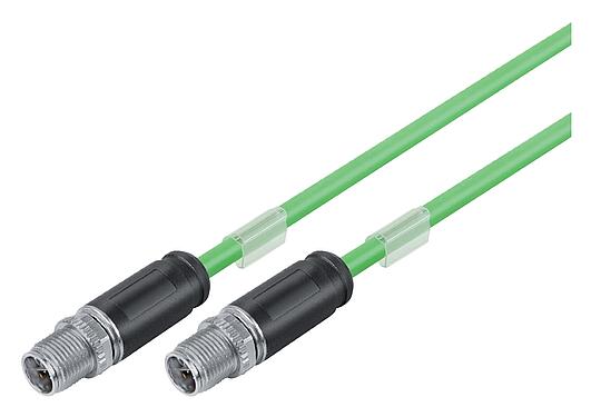 插图 79 9722 050 08 - M12/M12 连接线束 - 2针头电缆连接器, 极数: 8, 屏蔽, 预铸电缆, IP67, UL, PUR, 绿色, AWG 26/7, 5m