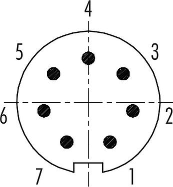联系安排 (外掛程式側) Push Pull 针头法兰座, 极数: 7, 非屏蔽, 焊接, IP40, M14x0,5, 板前安装