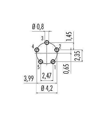 Conductor layout 99 9215 090 05 - Snap-In Male panel mount connector, Contacts: 5, unshielded, THT, IP67, UL