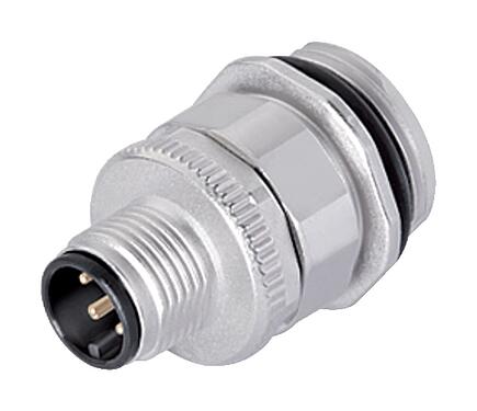 Illustration M12 Male panel mount connector, Contacts: 5, unshielded, screw clamp, IP67, UL 2238, VDE, M20x1.5, Front mounting