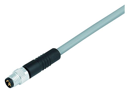插图 M8 直头针头电缆连接器, 极数: 4, 非屏蔽, 预铸电缆, IP67/IP69K, UL 2238, PVC, 灰色, 4x0.34 mm², 2m