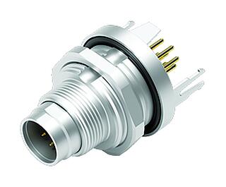 M9 Male panel mount connector, Contacts: 8, shieldable, THT, IP67, M12x0.5, Rear mounting, potted