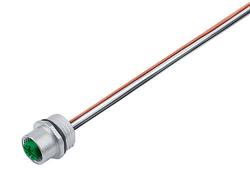 Illustration M12 Female panel mount connector, Contacts: 4, unshielded, single wires, IP68, UL 2238, M16x1.5, Front mounting