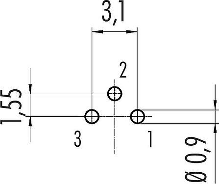 导体结构 M9 针头法兰座, 极数: 3, 非屏蔽, THT, IP40, M9x0,5, 後壁安裝